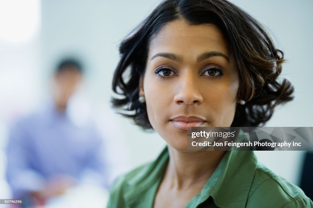 Close up of African businesswoman looking serious