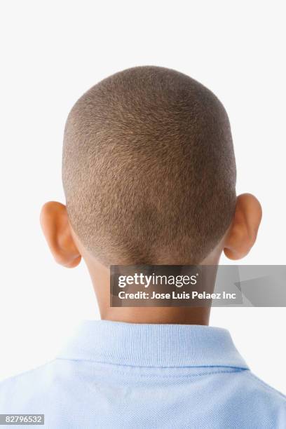 close up of back of african boy's head - shaved-buzz-cut-back-of-head photos et images de collection