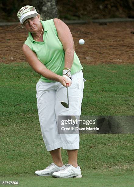 Allison Hanna-Williams watches her chip to the 10th green during second round play in the Bell Micro LPGA Classic at Magnolia Grove Golf Course on...