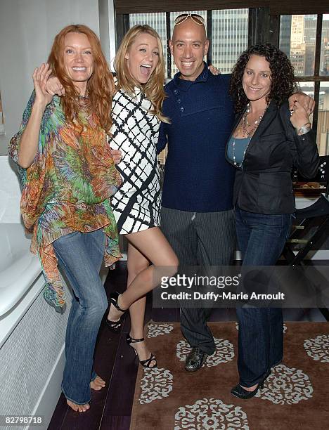 Actresses Lori Lively and Blake Lively, Celebrity Stylist Robert Verdi and Lonnie Lively at Robert Verdi's Luxe Laboratory on September 10, 2008 in...
