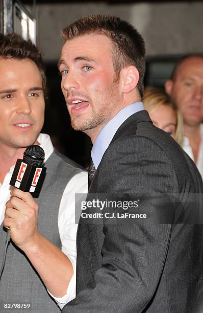 Actor Chris Evans arrives at the premiere of "The Loss Of A Teardrop Diamond" during the 2008 Toronto International Film Festival held at Roy Thomson...