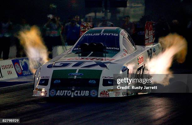 Ashley Force, driver of the Castrol GTX funny car leaves the line during second round qualifying for the NHRA Carolinas Nationals at the Zmax Dragway...