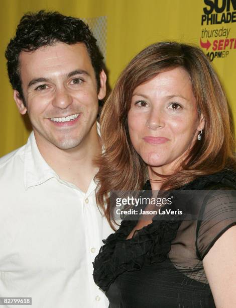 Director Fred Savage and his wife Jennifer Savage attend the "It's Always Sunny in Philadelphia" DVD release and premiere party at STK on September...