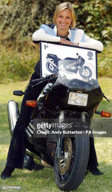 Channel 5's 'Top Gear' presenter Vicki Butler-Henderson during a photocall. Vicki sits aboard a Norton F.1, motorcycle, which is featured on the 1st...