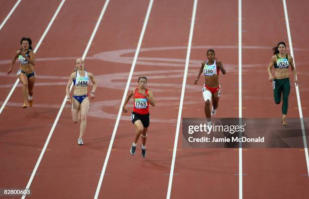 Sanaa Benhama of Morocco runs to win gold in the Women's 200m -T13 in the Athletics event at the National Stadium during day seven of the 2008...