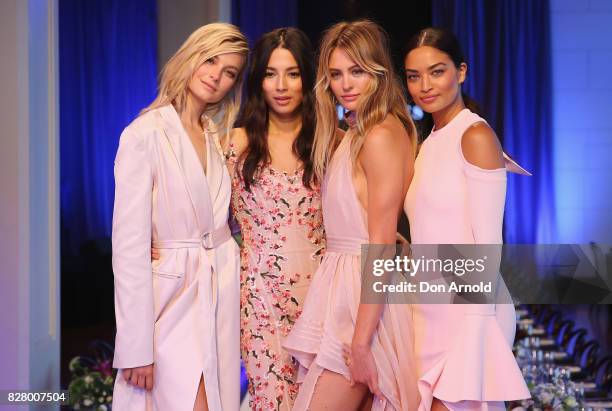 Bridget Malcolm, Jessica Gomes, Jesinta Franklin and Shanina Shaik pose after rehearsals ahead of the David Jones Spring Summer 2017 Collections...