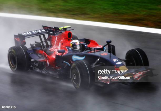 Sebastian Vettel of Germany and Scuderia Toro Rosso drives on his way to taking pole position during qualifying for the Italian Formula One Grand...