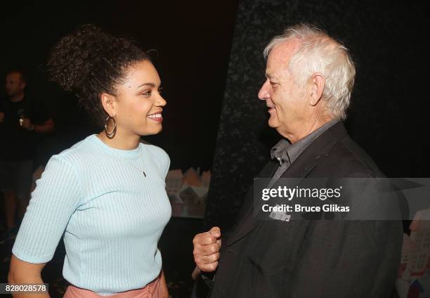 Barrett Doss and Bill Murray backstage at the hit musical based on the 1993 Bill Murray film "Groundhog Day" on Broadway at The August Wilson Theatre...