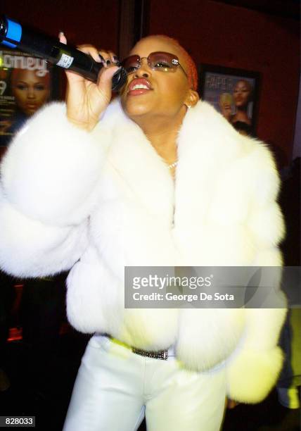 Hip hop singer Eve performs March 6, 2001 at Chaos nightclub in New York City during a promotional event for her new album "Scorpion."