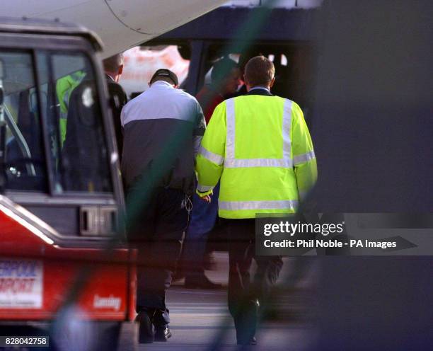 One of the two men wanted by police in connection with the murder of black teenager Anthony Walker arrives back at Liverpool John Lennon airport....