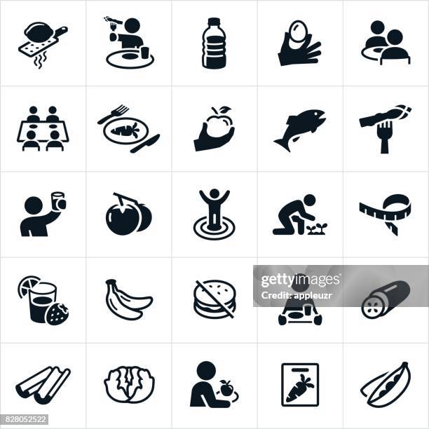 stockillustraties, clipart, cartoons en iconen met gezond eten pictogrammen - gezond eten