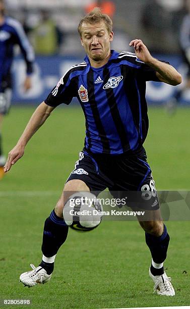 Aleksey Ivanov of FC Saturn Moscow Region in action during the Russian Football League Championship match between FC Saturn and FC Tom Tomsk at the...