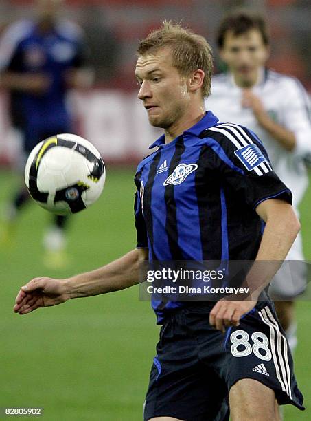 Aleksey Ivanov of FC Saturn Moscow Region in action during the Russian Football League Championship match between FC Saturn and FC Tom Tomsk at the...