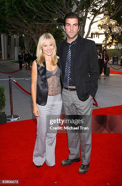 Actress Kristen Bell and actor Zachary Quinto arrive to the star-studded gala for the re-opening of the Mark Taper Forum hosted by Dame Edna on...