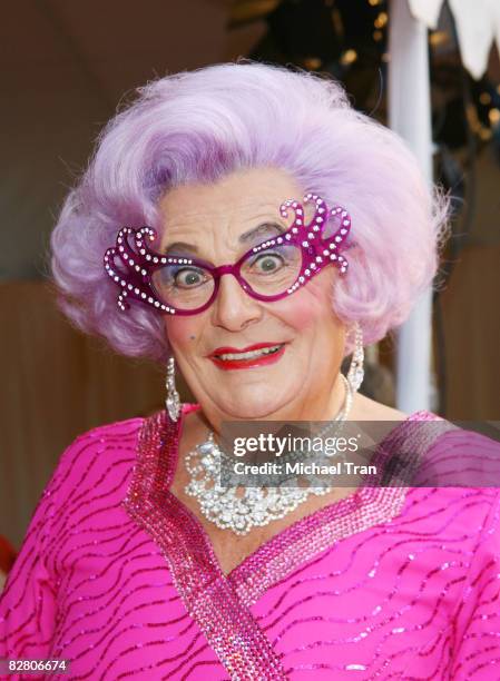 Barry Humphries aka Dame Edna arrives to the star-studded gala for the re-opening of the Mark Taper Forum hosted by Dame Edna on September 13, 2008...