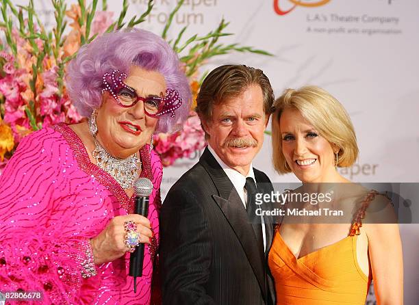 Barry Humphries aka Dame Edna, actor William H. Macy and actress Felicity Huffman arrive to the star-studded gala for the re-opening of the Mark...