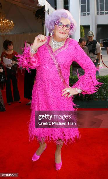 Barry Humphries aka Dame Edna arrives to the star-studded gala for the re-opening of the Mark Taper Forum hosted by Dame Edna on September 13, 2008...