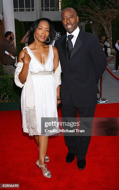 Actress Angela Bassett and actor Courtney B. Vance arrive to the star-studded gala for the re-opening of the Mark Taper Forum hosted by Dame Edna on...
