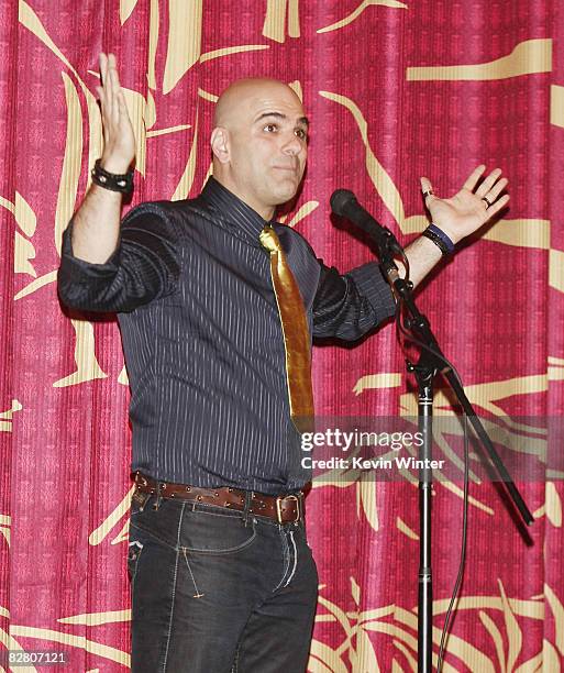 Director Tony Leondis speaks to the audience at the premiere of Exodus Film Group's "Igor" at the Chinese Theater on September 13, 2008 in Los...