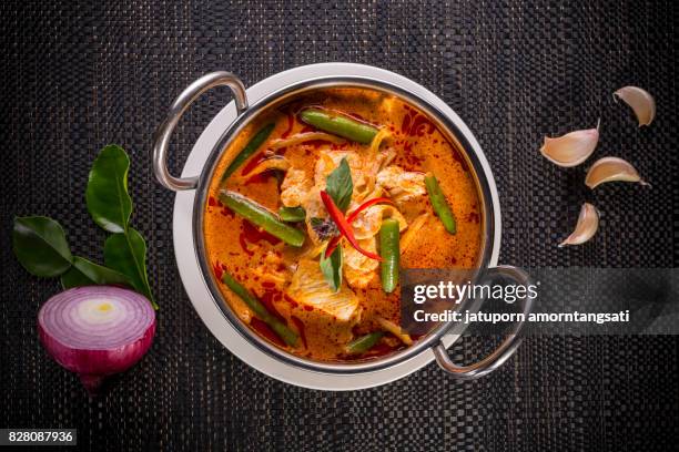 red curry with chicken - sauce stock pictures, royalty-free photos & images