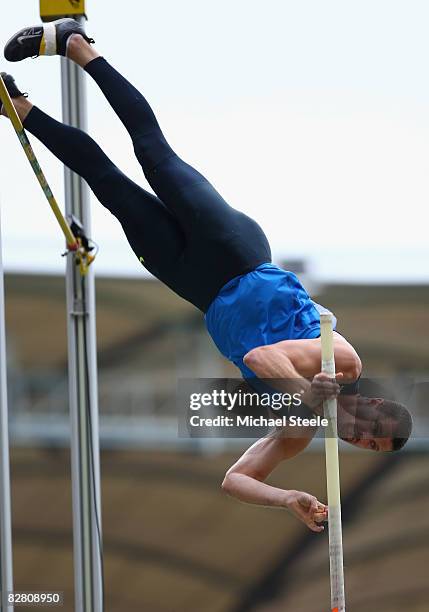 Brad Walker of USA in action during the Men's Pole Vault during Day 2 of the IAAF World Athletics Final at the Mercedes-Benz Arena on September 14,...