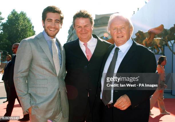 Jake Gyllenhaal, Director John Madden and Anthony Hopkins arrives at the Palazzo del Casino, in Venice, Italy on Monday 5 September 2005, to attend...