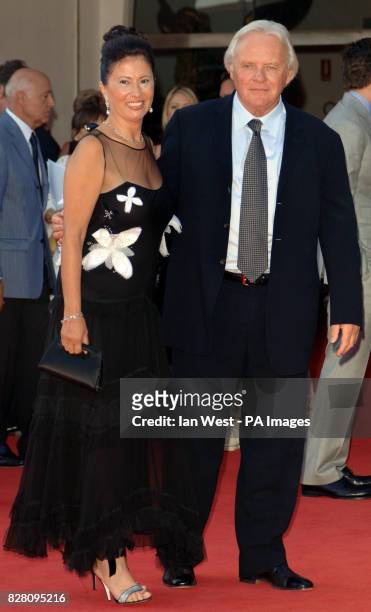 Anthony Hopkins and his wife arrive at the Palazzo del Casino, in Venice, Italy on Monday 5 September 2005, to attend the premiere for new film...
