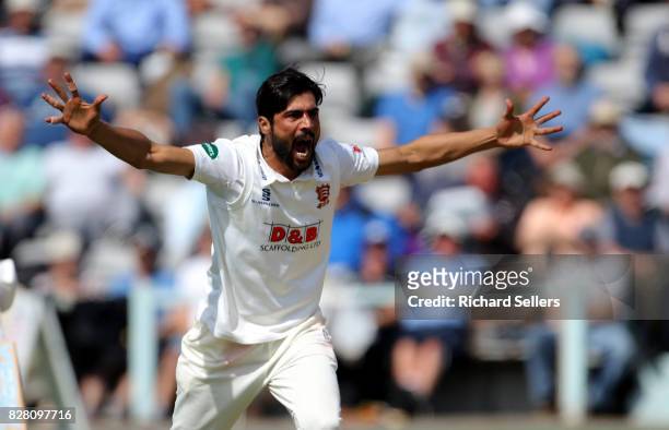 Mohammad Amir of Essex appeals during the Specsavers County Championship - Division One between Yorkshire and Essex at North Marine Road on August 7,...