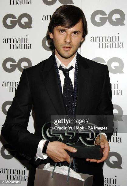 Carlo Brandelli receives the Most Stylish Man, during the annual GQ Men Of The Year Awards, at the Royal Opera House in Covent Garden, central London...