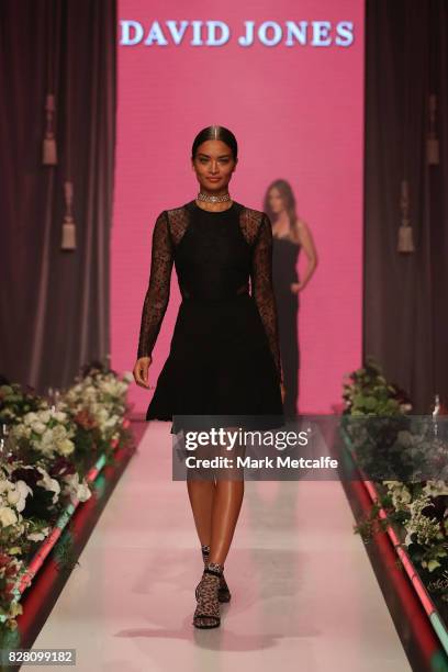 Shanina Shaik walks the runway in a design by Rebecca Vallance during the David Jones Spring Summer 2017 Collections Launch at David Jones Elizabeth...
