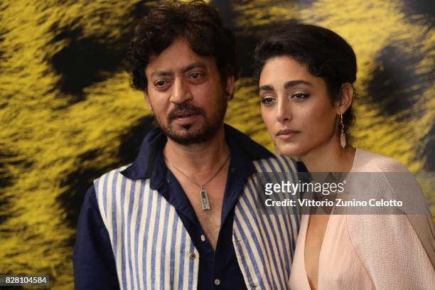 Anup Singh and Golshifteh Farahani attend The song of scorpions photocall during the 70th Locarno Film Festival on August 9, 2017 in Locarno,...