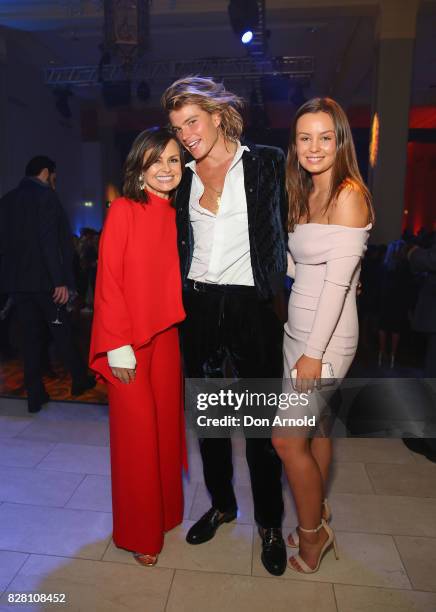 Lisa Wilkisnosn, Jordan Barrett and Billie Fitzsimons pose at the David Jones Spring Summer 2017 Collections Launch after party at David Jones...