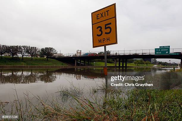 Interstate 10 is flooded and impassable following Hurricane Ike September 14, 2008 in Houston, Texas. Ike caused extensive damage along the Texas...