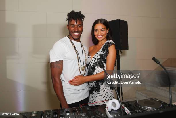 Ruckus and Shanina Shaik pose at the David Jones Spring Summer 2017 Collections Launch after party at David Jones Elizabeth Street Store on August 9,...