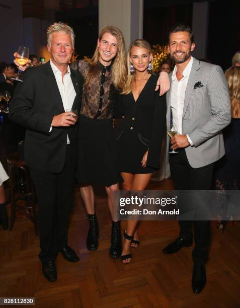 Martin Walsh, Christian Wilkins, Anna Heinrich and Tim Robards pose at the David Jones Spring Summer 2017 Collections Launch after party at David...