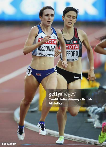 Sarah McDonald of Great Britain competes in the Women's 1500 metres semi final during day two of the 16th IAAF World Athletics Championships London...