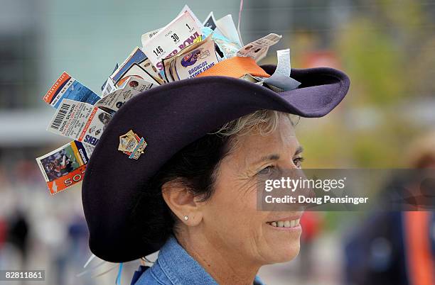 Sherri Adams, of Arvada, Colorado enters the staduim as the San Diego Chargers face the Denver Broncos during NFL action at Invesco Field at Mile...