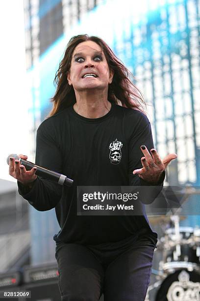 Ozzy Osbourne performs at Ozzfest 2008 at the Pizza Hut Park on August 9, 2008 in Frisco, Texas.