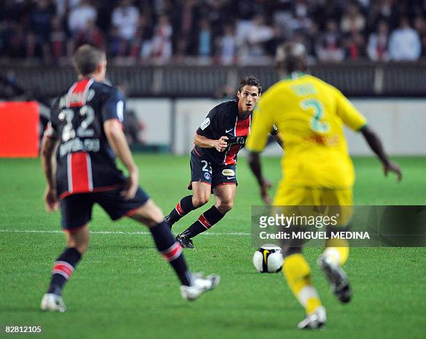 Paris's French defender Sylvain Armand and Sylvain Armand vies with Nantes' defender Ibrahim Tall during the French L1 football match Paris versus...