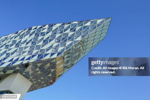 port house, antwerp (havenhuis by zaha hadid) - scheldt river stock pictures, royalty-free photos & images