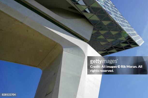 port house, antwerp (havenhuis by zaha hadid) - scheldt river stock pictures, royalty-free photos & images