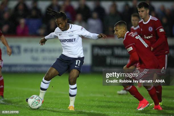 Daniel Johnson of Preston North End during the Carabao Cup First Round match between Accrington Stanley and Preston North End at on August 8, 2017 in...