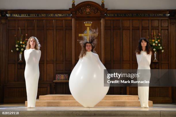 Annie Hagg, Nikita Lebedev and Roxanna Kadyrova perform in 'Staging Wittgenstein' at the Edinburgh International Festival at Greyfriars Kirk on...