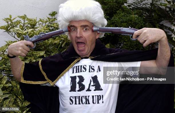 Michael O'Leary, CEO at budget airline Ryanair, charges rival British Airways with Skyway Robbery at a news conference in London, Tuesday September...