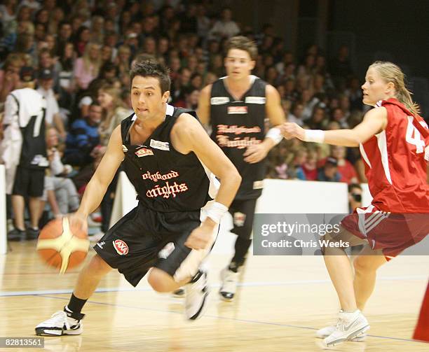 Actor Stephen Colletti participates in the charity basketball game as part of the Hollywood Knights Norway Tour on August 14, 2008 in Bergen, Norway.