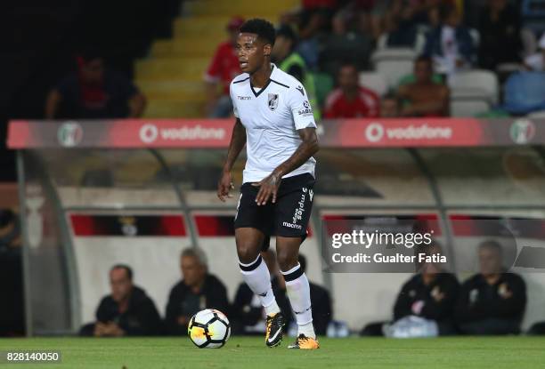 Vitoria Guimaraes midfielder Bongani Zungu from South Africa in action during the SuperTaca match between SL Benfica and Vitoria Guimaraes at Estadio...