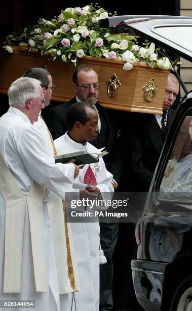 The coffin of Clare Bernal leaves St.Augustine's Catholic Church, Tunbridge Wells, Kent, Monday 26 September 2005. After hundreds of mourners today...