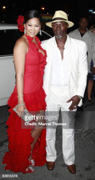 Kimora Lee Simmons and actor Djimon Hounsou attend a surprise 40th birthday party for Marc Anthony at the Bowery Hotel on September 14, 2008 in New...
