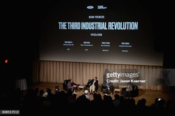 Eddy Moretti, Chief Creative Officer at Vice, John Viera, Director of Sustainability at Ford, Philip Levine, Mayor of Miami Beach and Tony Garcia,...