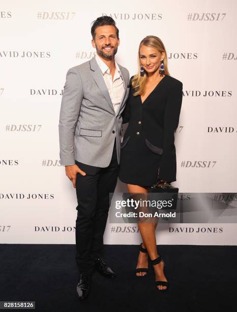 Tim Robards and Anna Heinrich arrive ahead of the David Jones Spring Summer 2017 Collections Launch at David Jones Elizabeth Street Store on August...